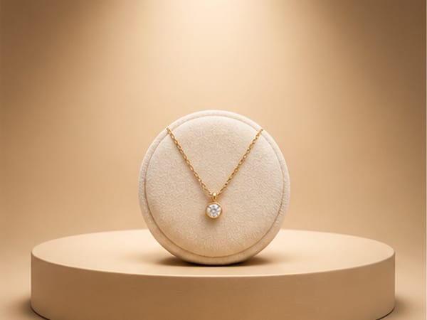 Jewellery on a studio podium